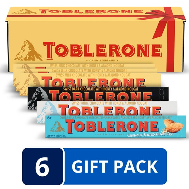 TOBLERONE Swiss Chocolate Bar Variety Gift Pack, 21.1 Oz, (Pack of 6
