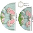 thumbnail image 3 of FMSHPON Easter Cute Bunny Spring Easter Colorful Eggs Teal Wood Wall Xmas Christmas Tree Skirt Stand Mat for Holiday Party Decoration Indoor Outdoor 36 inches, 3 of 6