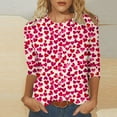 thumbnail image 3 of Tbopshirt Valentine's Day T-Shirts for Women 3/4 Sleeve Casual Crewneck Loose Graphic Tees Summer Plus Size Tops,S-XXXXXL, 3 of 5