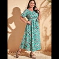 thumbnail image 4 of Vestido de Verano Holgado Informal de Corta con Corte A y Corte en A para Mujer, Talla Grande Círculo Verde 4XL, 4 of 7