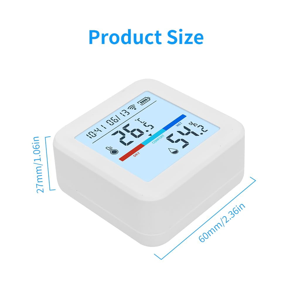 WiFi Thermometer Hygrometer, Indoor Temperature Humidity Sensor with Electronic Ink Display, App Notification Alert, Free Data Storage Export, Digital Remote Monitor for Bedroom