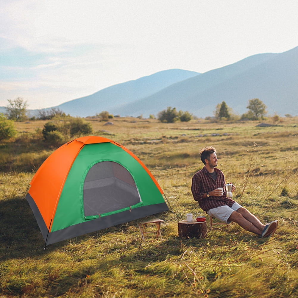 Kadyn Camping Cot Tent, Foldable Elevated Tent Set,2-Person Waterproof Camping Dome Tent for Outdoor Hiking Survival Orange & Green