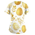 thumbnail image 2 of Scrub Tops For Women Clearance，Scrub Tops Womens Cute Easter Printed Nurse Uniforms 2026 Short Sleeve Scrub V Neck Shirt with Pockets，Yellow，XL, 2 of 3
