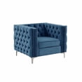 thumbnail image 2 of Morden Fort 2 Pieces of Chair and Sofa Set With Solid Wood/Gold Metal Legs, Heavy Duty Furniture Set For Home Apartment Living Room,Misty Blue, 2 of 6