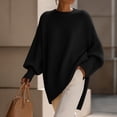 thumbnail image 5 of Vivianyo HD Women's Crew Neck Oversized Knit Tunic Sweater, Batwing Long Sleeve Loose Fit Pullover For Women, Fall Winter Longline Top for Brunch Meetings and City Walks, Size S-3XL, 5 of 7