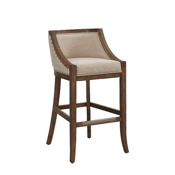 Houston Oversized Warm Brown Solid Wood Bar Stool
