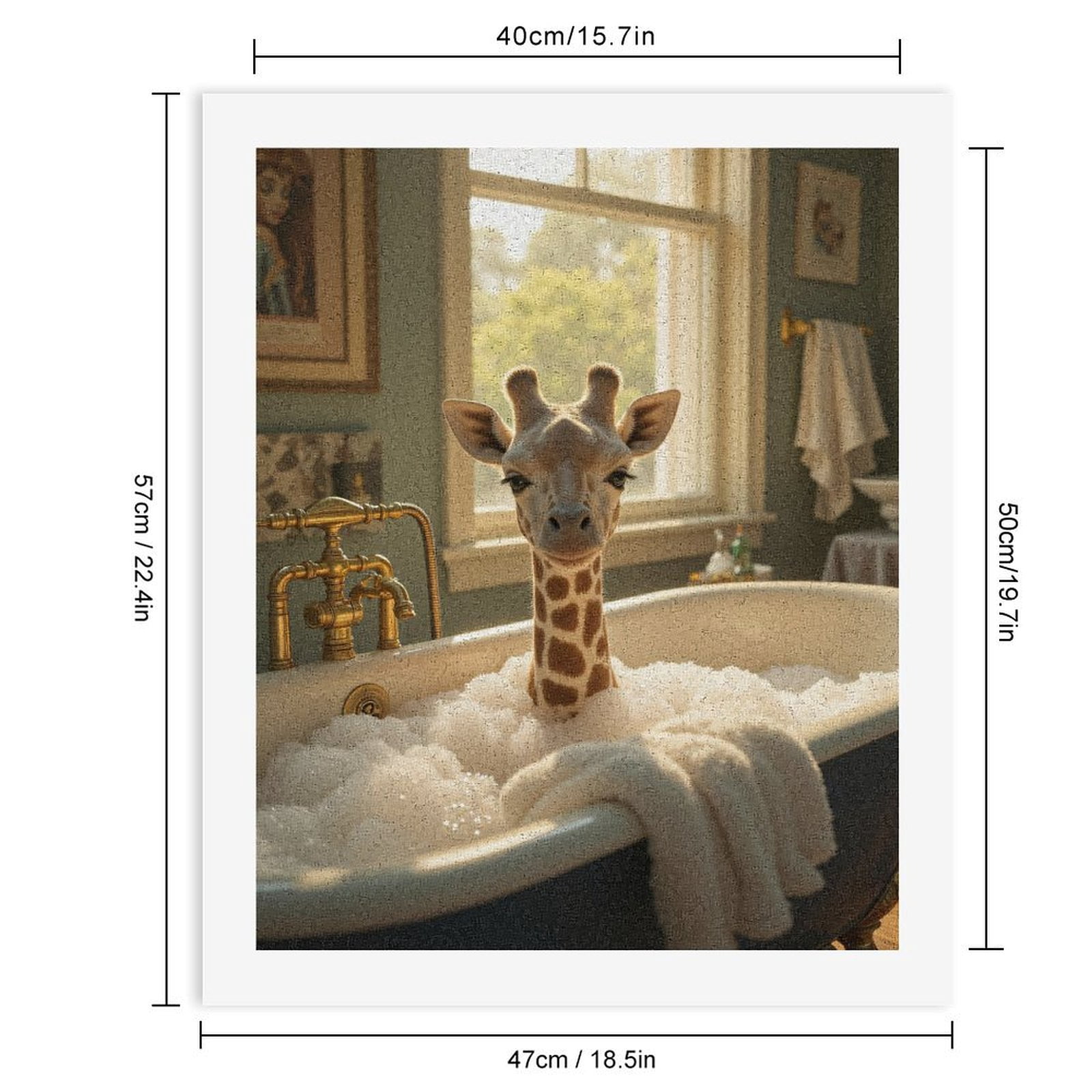 Paint By Numbers Kit for Adults Beginner - DIY Giraffe Bubble Bath Delight Canvas Painting Kits for Adults, Frameless Paint By Number for Adults for Home Wall Decor 16x20 Inch