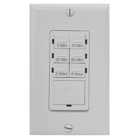 5-Minute to 4-Hour Indoor in-Wall Countdown Digital Lighting and Appliance Timer, White