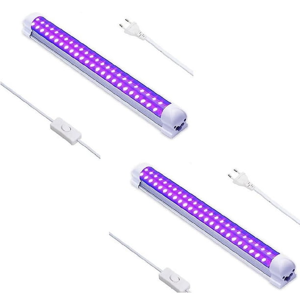 Paquete de 2 lámparas ultravioleta LED negras, tubo de luz negra USB para póster con brillo de neón, luz ultravioleta portátil, lámpara fluorescente para fiesta con luz negra