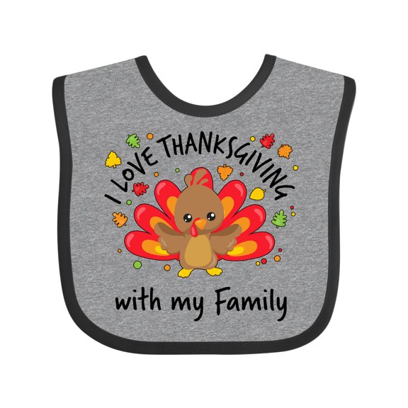 Inktastic I Love Thanksgiving with My Family-happy Turkey Boys or Girls Baby Bib
