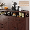 thumbnail image 5 of Veanerwood Farmhouse Buffet Cabinet with Drawers & Open Shelf, Sideboard Storage Cabinet, Kitchen Hutch Pantry, Wood Coffee Bar Station Cabinet for Kitchen, Dining Room, Hallway, 52" L Dark Brown, 5 of 8