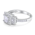 thumbnail image 2 of Halo Princess Cut Engagement Ring CZ 925 Sterling Silver Size 7, 2 of 3