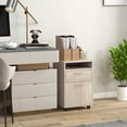 thumbnail image 2 of HOMCOM Vertical Filing Cabinet with Drawer Wheels, File Cabinet, Oak, 2 of 10