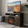 thumbnail image 2 of BELLEZE 48" Barn Door TV Stand Media Entertainment Center For TVs up to 50" with 18" Fireplace - Corin (Dark Walnut), 2 of 7