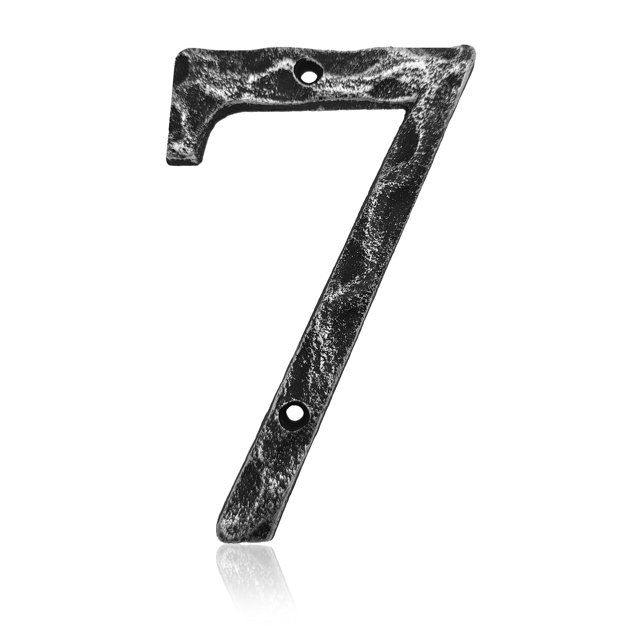 Números De Casa De 5,5 Pulgadas: Número Único De Dirección/Buzón De Metal De Hierro Fundido Para Puerta Exterior O De Entrada, Acabado En Plata Antigua Hecho A Mano, Número 7