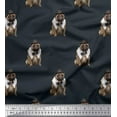 thumbnail image 1 of Soimoi Satin Silk Fabric Bow,Hat & Pug Dog Printed Fabric 1 Yard 42 Inch Wide, 1 of 1