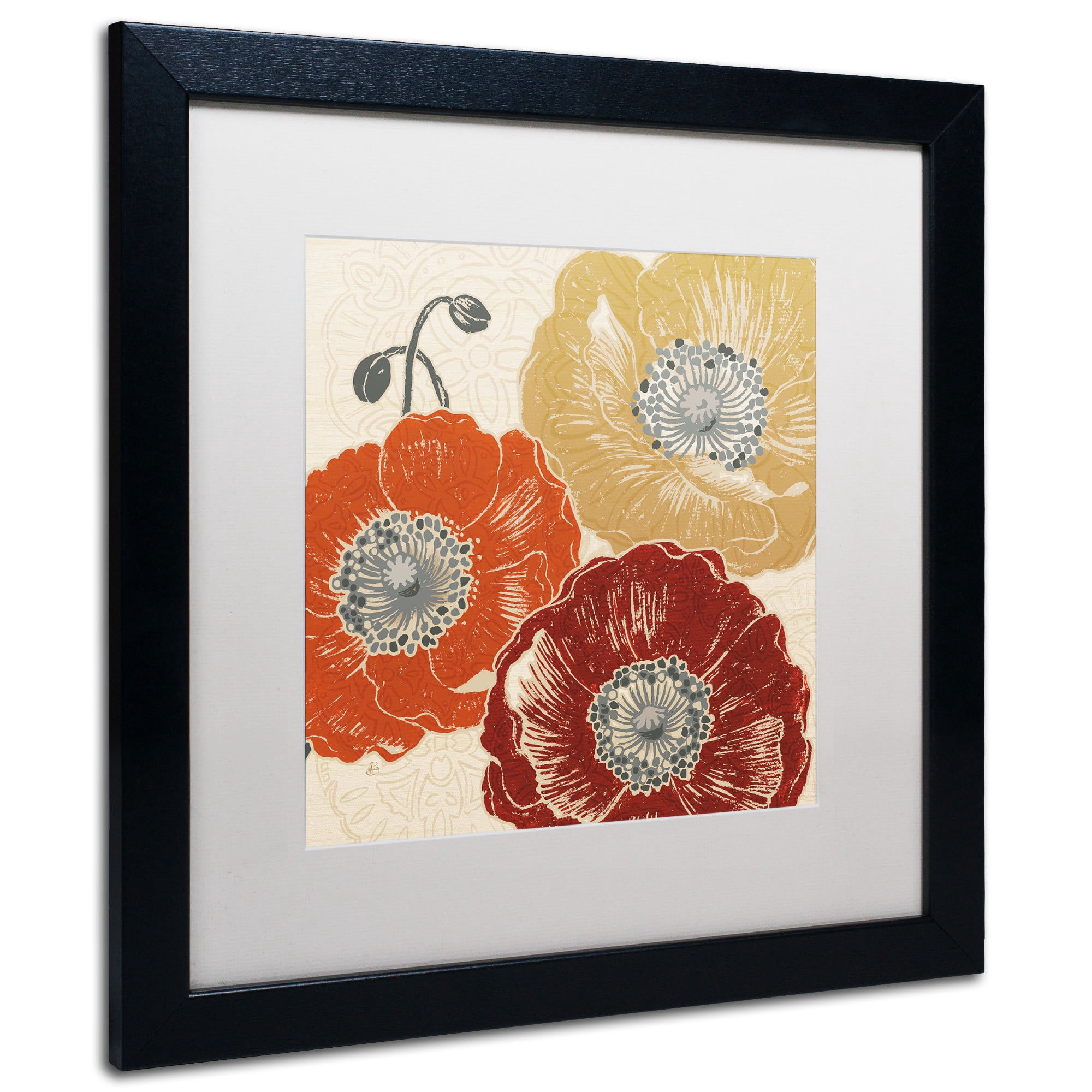 Trademark Fine Art "A Poppy's Touch III" Canvas Art by Daphne Brissonnet, White Matte, Black Frame