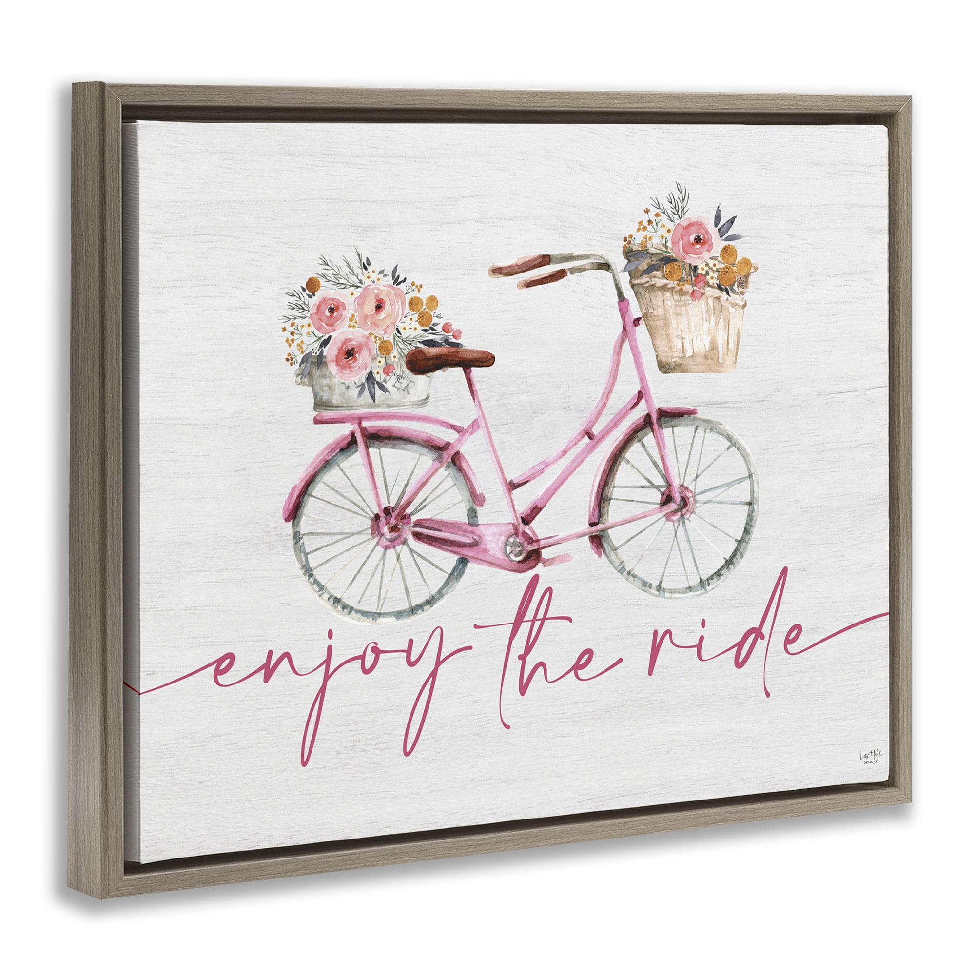 Stupell Industries Enjoy The Ride Bicycle Brown Framed Floater Canvas Wall Art, design by Lux + Me Designs