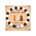 thumbnail image 1 of Pulsera de gato de piedra con imán negro, pulsera de gato atigrado naranja, pulsera de regalo para mujer loca con cabeza de gato plateada, 1 of 6