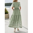 thumbnail image 5 of PRETTYGARDEN Women's Summer Boho Maxi Dress Spring Floral Short Sleeve V Neck A Line Flowy Beach Wedding Guest Dresses, 5 of 9