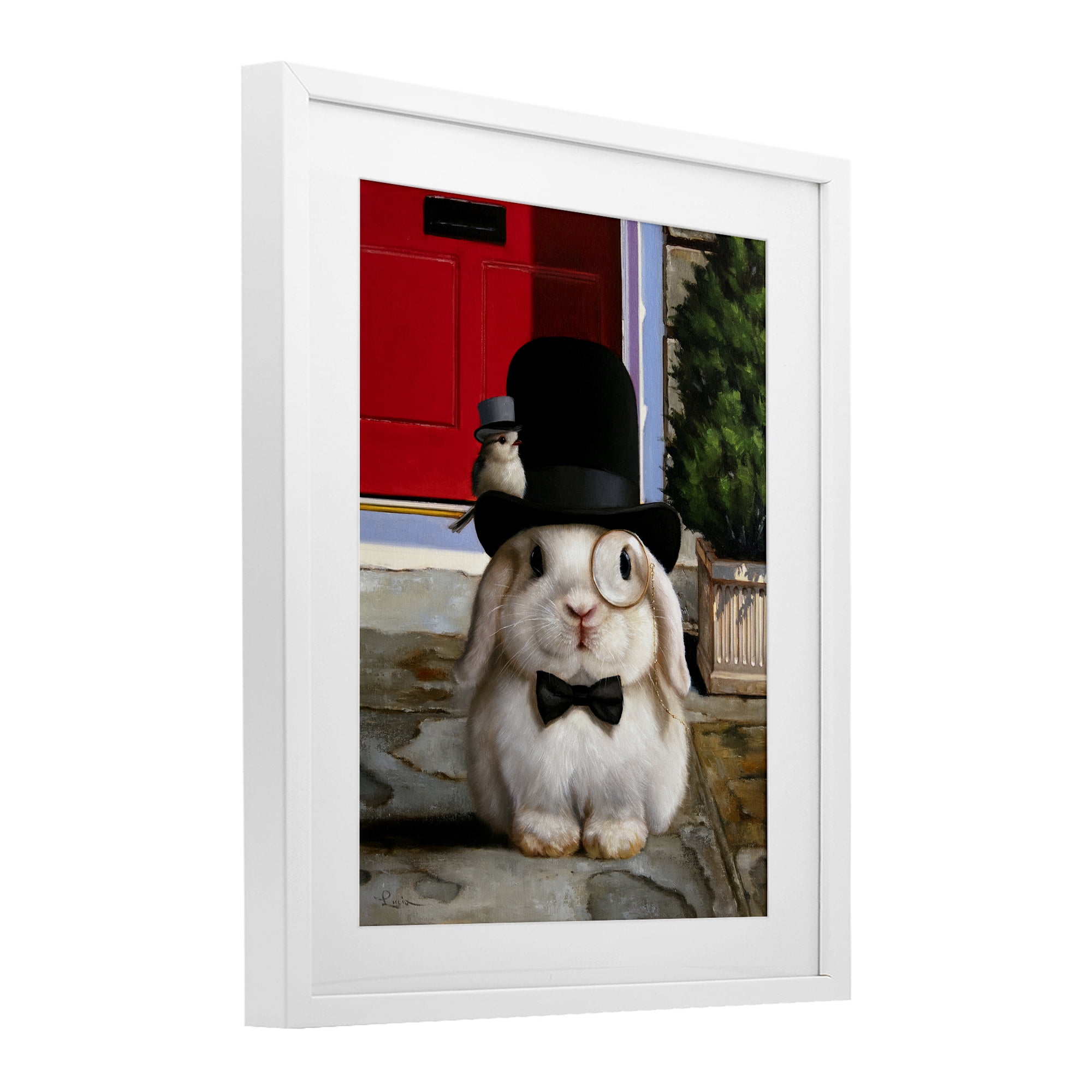 Stupell Industries Lord Bunbury Rabbit White Framed Print Under Glass, design by Lucia Heffernan