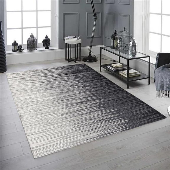 Mr. MJs Trading 4 x 6 ft. White to Midnight Black Washable Modern Rectangle Area Rug