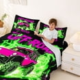 thumbnail image 3 of Castle Fairy Neon Off-Road Truck Full Size Sheets 4-Piece for Boys, Lightning Motion Art Bed Sheets for Bedroom, Pink Green, 3 of 6
