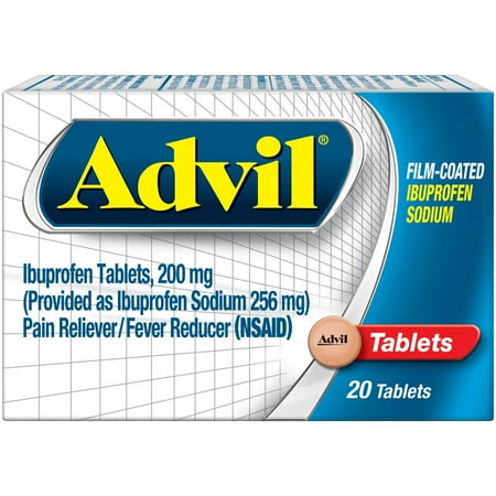 Advil Film Coated Tablets Pain Reliever and Fever Reducer, Ibuprofen 200Mg, 20 Count, Fast-Acting Formula for Headache Relief, Toothache Pain Relief and Arthritis Pain Relief