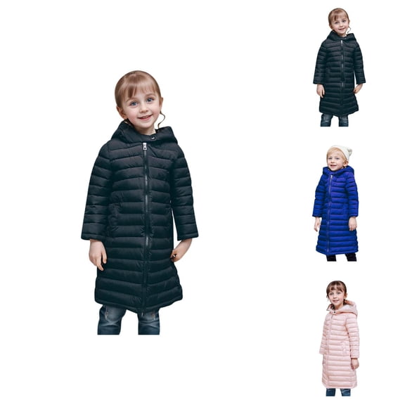 Girls Long Down Jacket Lightweight Hooded Coat Packable Warm Outerwear for Autumn Winter Travel