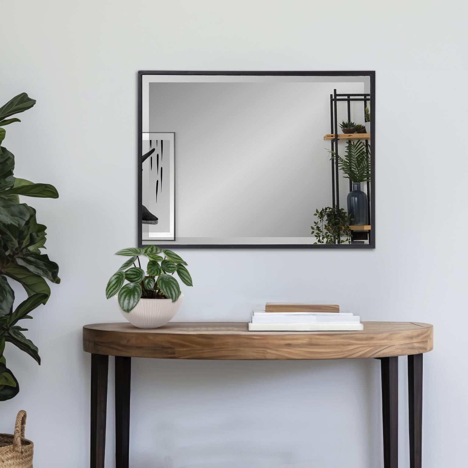 Tyler Dillon Rectangular Beveled Mirror with Matte Black Metal Frame 24"H x 18"W