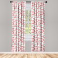 thumbnail image 4 of Ambesonne Poppy Flower Window Curtains, Watercolor Spring, Each 28" W x 63" L, Coral and Reseda Green, 4 of 4