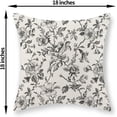 thumbnail image 6 of Chinoiserie Floral Pillow Covers 18x18 Set of 2 Black and Cream Floral Decorative Throw Pillow Covers Vintage Rustic Toile Flower Pillowcase Outdoor Decor Linen Cushion Case for Couch Sofa, 6 of 7