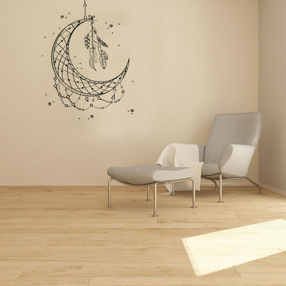 Moon Dream Catcher Boho Arch Abstract Modern Bohemian Accent Wall Sticker Art Decal for Girls Boys Kids Room Bedroom Nursery House Fun Home Decor Stickers Wall Art Vinyl Decoration Size (20x20 inch)