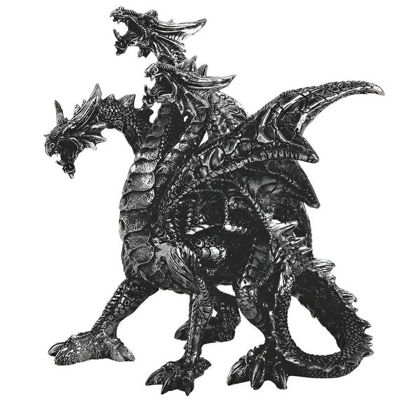 FC Design 7.75"H Medieval3-Headed Silver Dragon Figurine Statue Sculpture Ornament Decoration Home/Room Decor and Unique Gift Ideas for Housewarming, Holidays and Birthdays