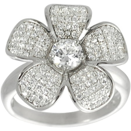 Brinley Co. Women's Cubic Zirconia Sterling Silver Flower Fashion Ring