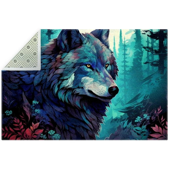Wolf Gray Polyester Door Mat | Indoor/Outdoor Welcome Mat for Home Entryway - Entrance Rug with Waterproof Backing - Heavy Duty Front Door Mat - Easy to Clean & Maintain