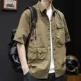 thumbnail image 4 of Camisas para hombre Camisa de carga negra de gran tamaño Ropa para hombre Tops Original Verano Normal Casual Xxl Asia I Estilo coreano Diseñador genial, 4 of 5