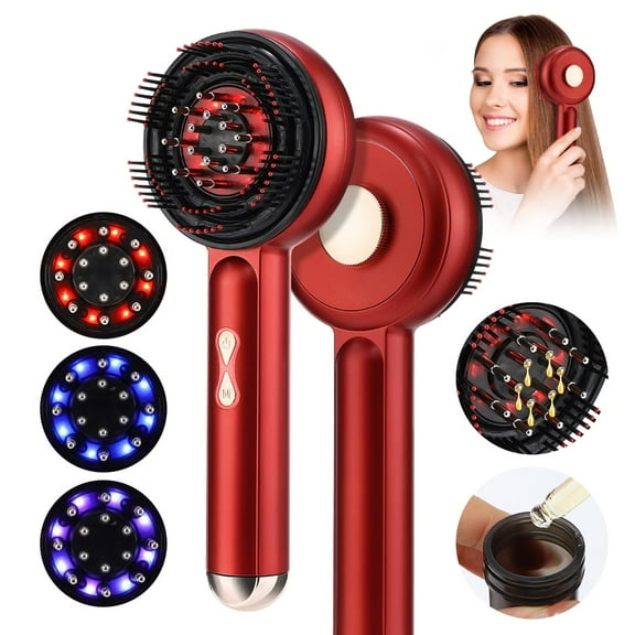 Red Hair Massager, Scalp Massager, Multi-Function Electric Scalp Massage Comb for Hair, Cordless Waterproof Oil Diffuser Massage Comb for Home and Travel Use,Gift (Red)