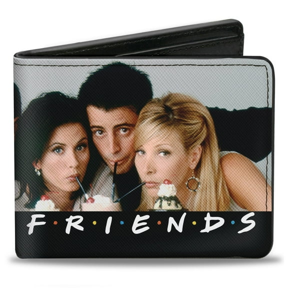 Friends Wallet, Bifold, FriendsCharacter Milk Shake Pose Vivid Black White Multi, Vegan Leather