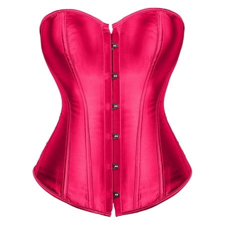 MITCOWBOY Womens Corset Womens Overbust Sweetheart Plastic Corset Bustier Top Black Corset Vintage Satin Underbust Corset Plus Size Corset Corset Tops for Women Red 6XL Clearance