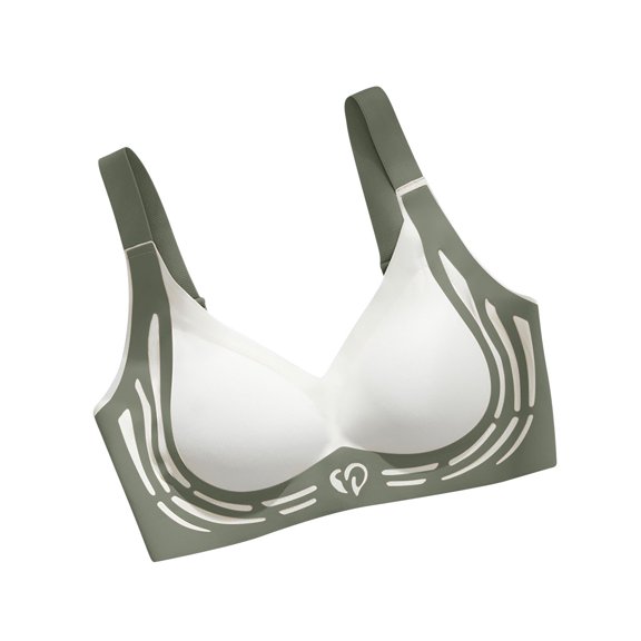 Yyuenw Seamless Support Sports Bra for Women, V-Neck Molded Cup Comfort Bralette with Wide Straps for Yoga, Light Exercise