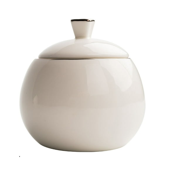 Sugar Bowl With Lid, Ceramic Coffee Sugar Canisters, Sugar Pot, Sugar Container Spice Jar, Salt Pot Seasoning Canister-White-440ml
