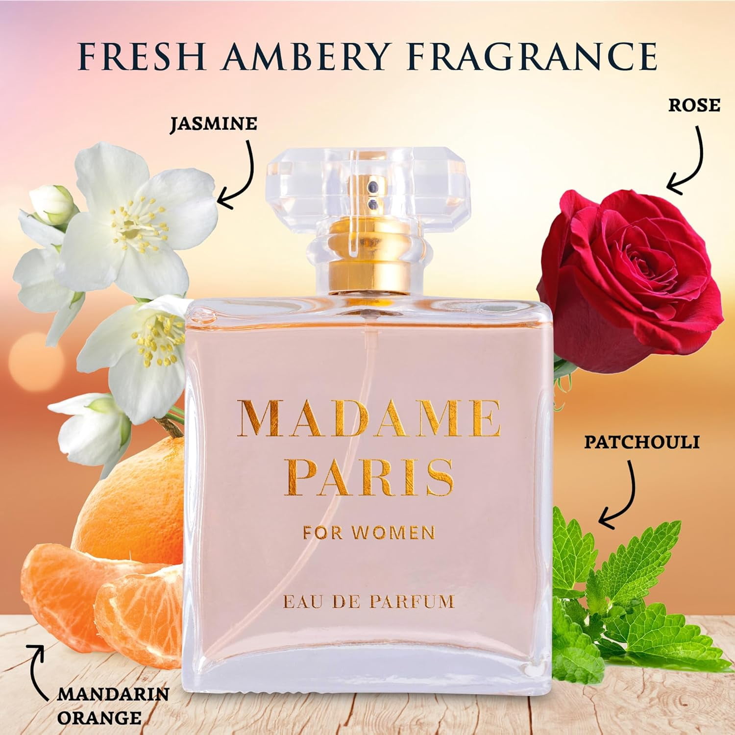 Madame Paris Eau De Parfum for Women, 3.4 oz – Floral, Ambery Scent, Cruelty-Free Perfume