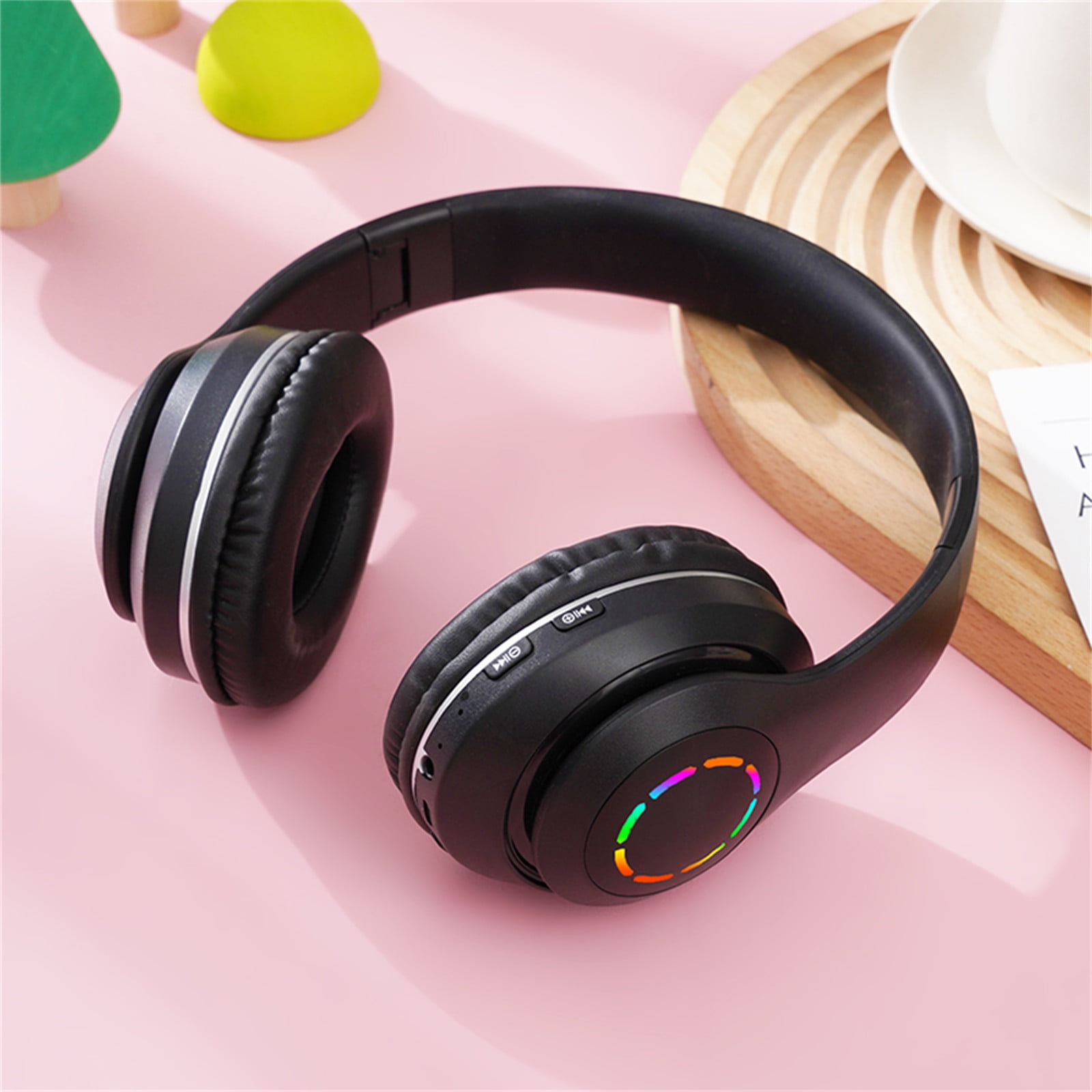 Active Noise Cancelling Headphones Bluetooth Headphones Wireless Headphones Over Ear with Microphone Deep Bass, Comfortable Protein Earpads, 30 Hours Playtime for Travel/Work - Black