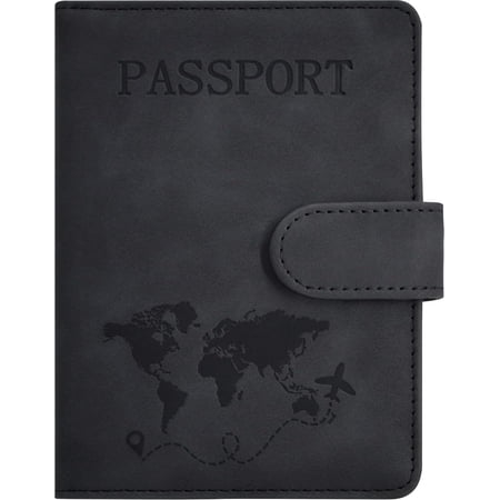 RFID Blocking Leather Passport Holder with Credit Card Slots and Boarding Pass Pocket – Travel Wallet Case, Stylish Travel Accessories for Business, Vacation, and International Travel
