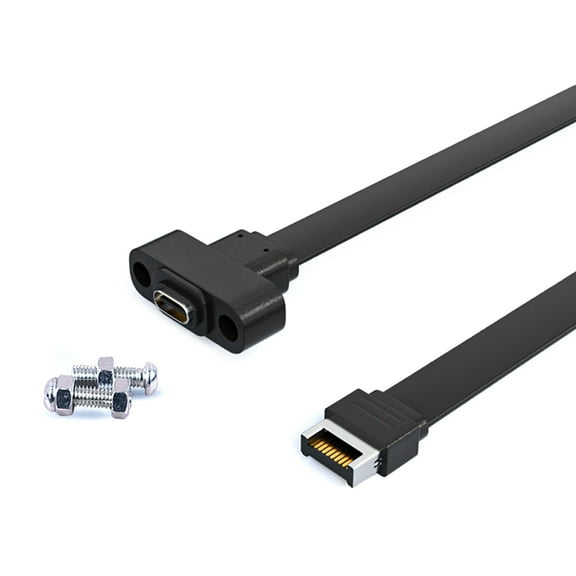USB 3.1 TypeE to C Flat Cable 10Gbps Fast Data Transfer for Computer Case Front Panel Installation with Screw Holes