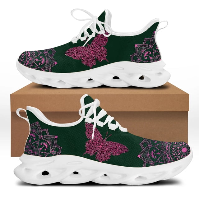 Zapatos con diseño de mariposas bohemias para mujer, ligeros, con cordones, informales, para correr, informales, para mujer