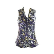 Kasper Petite Cap-Sleeve Printed Top Electric Blue Ps S