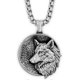 thumbnail image 1 of Wolf Necklace, Round Wolf Medallion Pendant, Faux Leather Cord, Wolf Jewelry Gift for Men, 1 of 4