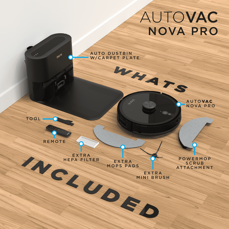 iHome AutoVac Nova Pro 3-in-1 Robot Vacuum, Vibrating Mop, 2700pa